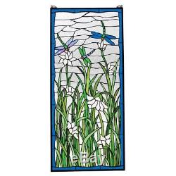 40 Summer Scene Dragonflies in Field Hand Crafted Stained Glass Window Panel
