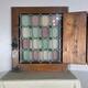 5 AVAILABLE Antique Oak Door with Leaded Stained Glass Panel & Hinged Shutter