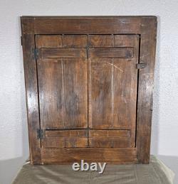 5 AVAILABLE Antique Oak Door with Leaded Stained Glass Panel & Hinged Shutter
