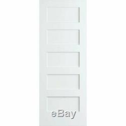 5 Panel Flat Mission Shaker Primed Stile & Rail Solid Core Wood Doors Prehung