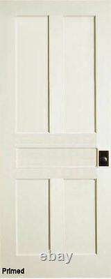 5 Panel Flat Traditional Primed Mission Shaker Stile & Rail Solid Core Wood Door