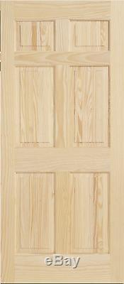 6 Panel Raised Clear Pine Stain Grade Solid Core Interior Wood Doors 6'8 Prehung
