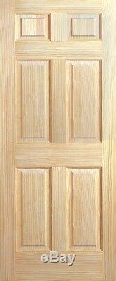 6 Panel Raised Traditional Clear Pine Stain Grade Solid Core Wood Interior Doors