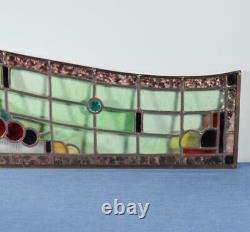 65 Wide Vintage French Stained Glass Panel with Brass and Leaded Framing