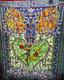 72 x 45 Vintage Stained Glass in Wood Frame Extra Large