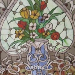 72 x 45 Vintage Stained Glass in Wood Frame Extra Large