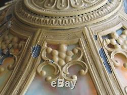 8 Panel Art Nouveau B&H Handel Era Lighthouse Stained Leaded Slag Glass Lamp