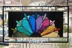 A COLORFUL SPREAD Stained Glass Window Panel(Signed and Dated)