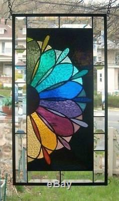 A COLORFUL SPREAD Stained Glass Window Panel(Signed and Dated)