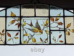 A Charming Hand Painted Stained Glass Panel