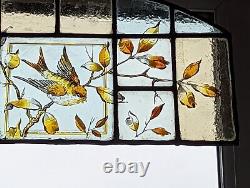A Charming Hand Painted Stained Glass Panel