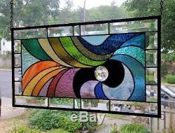 A SOFT SWIRL of COLOR Stained Glass Window Panel (Signed and dated)