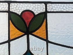 A Striking 1930's English Compact Renovated Stained Glass Panel