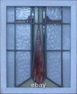 ABSTRACT GEOMETRIC MIDSIZE OLD ENGLISH LEADED STAINED GLASS WINDOW 19 x 23 1/4
