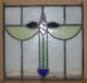 ABSTRACT OLD ENGLISH LEADED STAINED GLASS WINDOW Unframed w Hooks 15.5 X 14.5