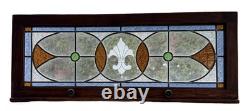 AG1082 Antique c1910 Craftsman Embossed Stained Glass Fleur de Lis Panel MINT