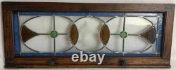 AG1082 Antique c1910 Craftsman Embossed Stained Glass Fleur de Lis Panel MINT