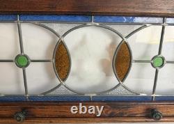 AG1082 Antique c1910 Craftsman Embossed Stained Glass Fleur de Lis Panel MINT