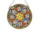 ANEMONE 23.4 Tiffany Style Stained Glass Panel with Roses & Hanging Chain