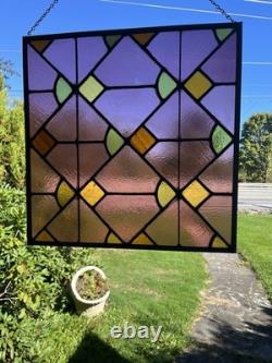 ANTIQUE ABSTRACT STAINED GLASS WINDOW, Pittsburgh PA church 1900