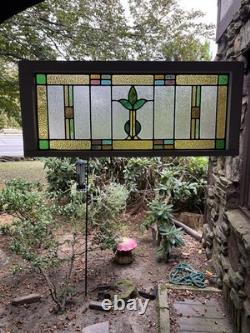 ANTIQUE STAINED GLASS WINDOW, COAL REGION PA, 1920s VG CONDITION
