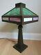 ANTIQUE arts & crafts LAMP slag stained glass TWELVE PANEL brown mission 1910