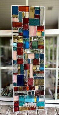 Abstract Geometrical Stained Glass Panel Modern Bevelled Window