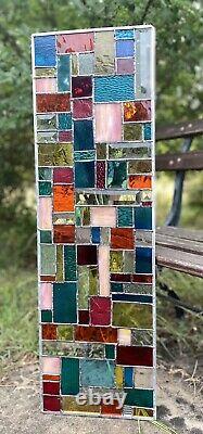 Abstract Geometrical Stained Glass Panel Modern Bevelled Window