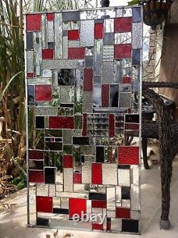 Abstract Geometrical Stained Glass Panel Modern Bevelled Window