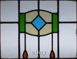 Abstract Old English Leaded Stained Glass Window 20.75 X 17