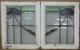 Abstract Pair Of Old English Stained Glass Windows 16.5 X 20