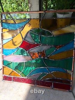 Abstract Stained Glass Panel Contemporary Window Handmade OOAK