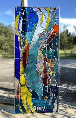 Abstract Stained Glass Transom Panel Window Suncatcher Divider