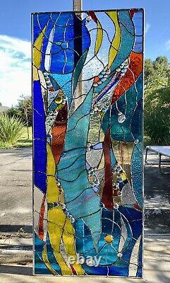 Abstract Stained Glass Transom Panel Window Suncatcher Divider