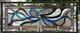 Abstract Stained Glass Transom window HANGING PANEL 34 3/4 X 15 incl hooks