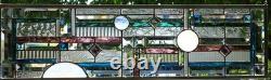 Abstract Stained Glass Transom window HANGING PANEL 36 X 1 1 1/4 incl hooks