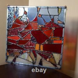 Abstract Stained Glass Window Geometrical Contemporary Suncatcher Panel OOAK