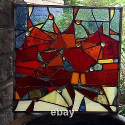 Abstract Stained Glass Window Geometrical Contemporary Suncatcher Panel OOAK