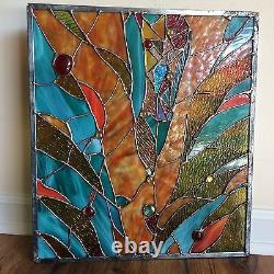 Abstract Stained Glass Window Transom Contemporary Panel OOAK