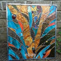 Abstract Stained Glass Window Transom Contemporary Panel OOAK