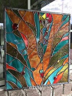 Abstract Stained Glass Window Transom Contemporary Panel OOAK