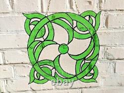 Abstract Vintage Style Circle Swirl Round Handcrafted Stained Glass Window Panel