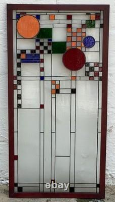 After FRANK LLOYD WRIGHT Beautiful Stained Glass Window Panel 40 Suncatcher