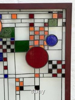 After FRANK LLOYD WRIGHT Beautiful Stained Glass Window Panel 40 Suncatcher