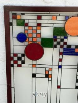 After FRANK LLOYD WRIGHT Beautiful Stained Glass Window Panel 40 Suncatcher