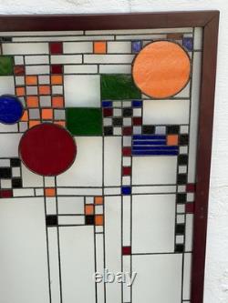 After FRANK LLOYD WRIGHT Beautiful Stained Glass Window Panel 40 Suncatcher
