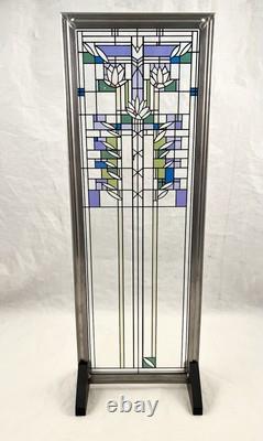 After FRANK LLOYD WRIGHT Stained Glass Panel WATERLILIES