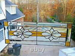 Amber Stained Glass Beveled Window Panel Transom