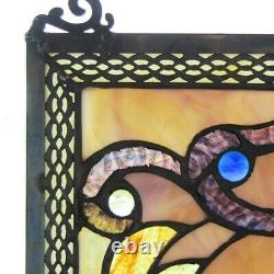 Amber Tiffany Style Stained Glass 26-in Window Panel Suncatcher Victorian Theme