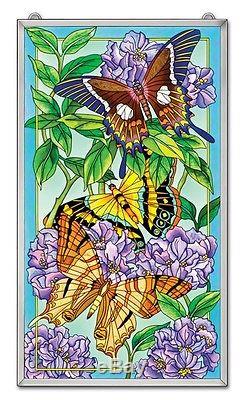 Amia Stained Glass 13 X 23 Suncatcher Transition Butterfly Window Panel #5317